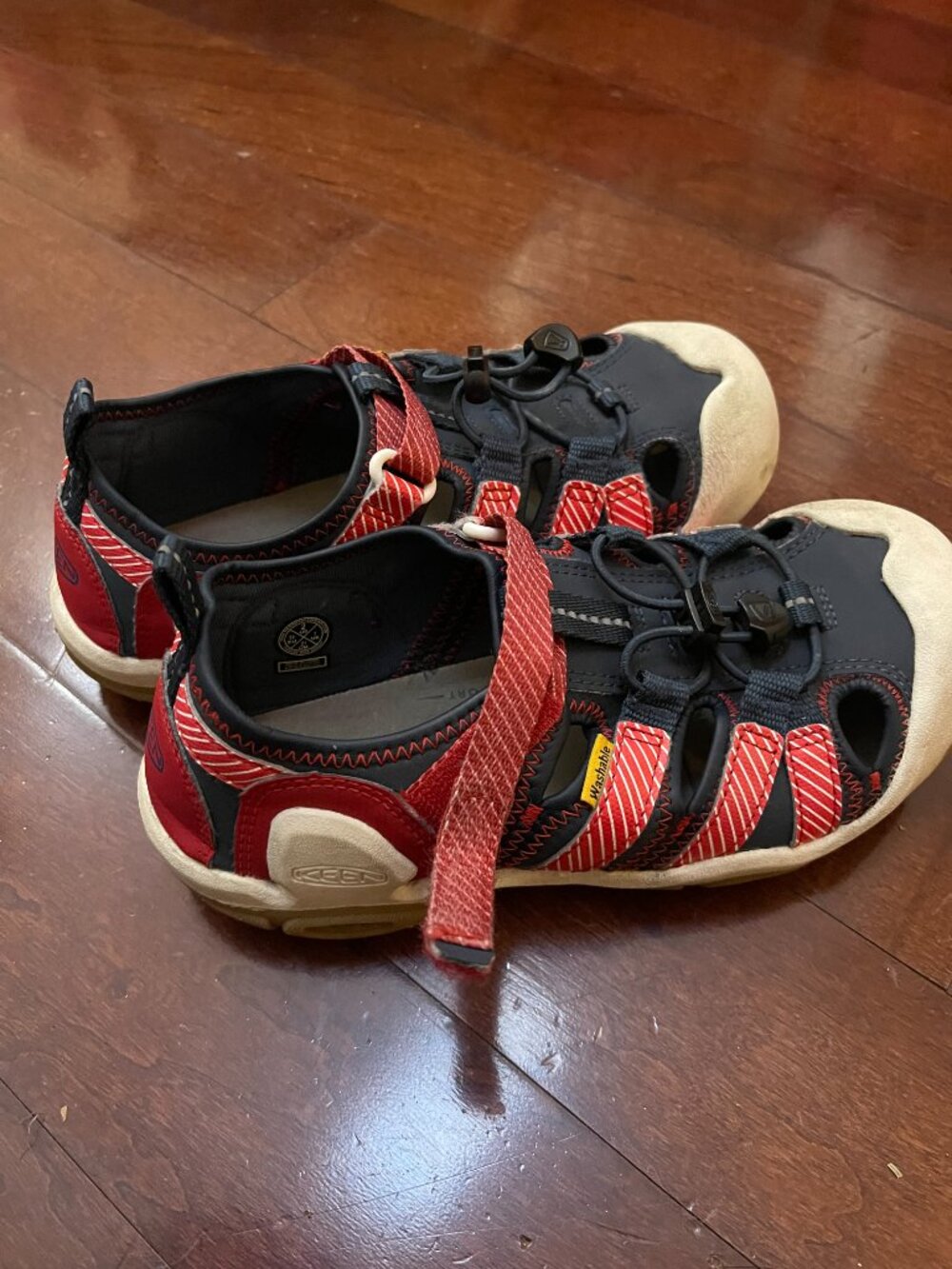 KEEN Newport H2 Kids Sandals Size 2 Red Navy Water Shoes - Picture 4 of 7